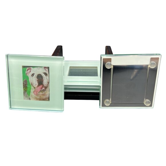 Crate & Barrel Swing Glass Photo Coaster Set & Holder Fur Family Picture Frames - Picture 11 of 11